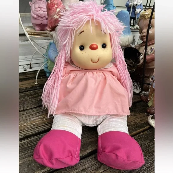 Ice Cream Doll Girl Pink Yarn Hair Blue Eyes 23” J Shin Co Plastic Vintage 80s